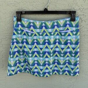 Lillie Green Skort Womens Petite M Blue Green Geometric Golf Tennis Skirt